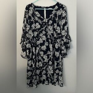 Calvin Klein Black and White Ruffled Tiered Sundress.New.